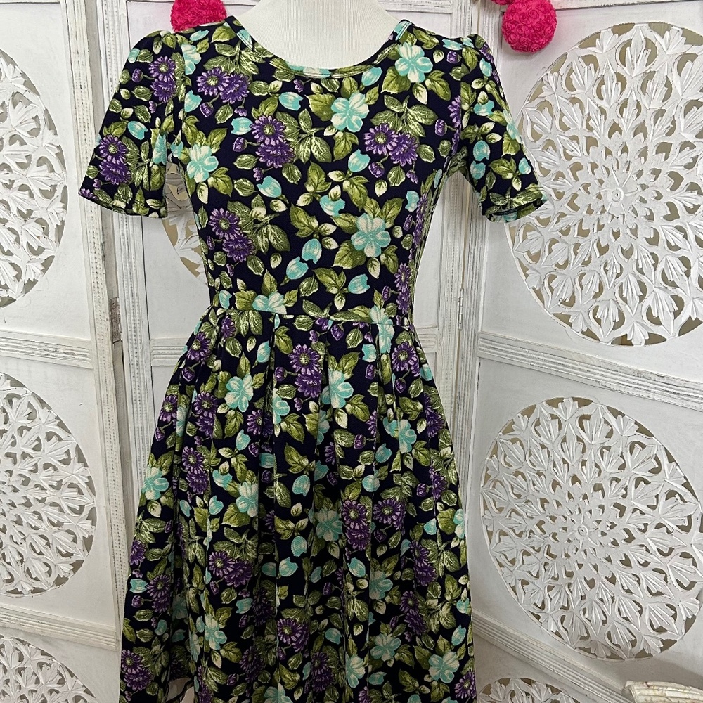 Green Teal and Floral Amelia Dress